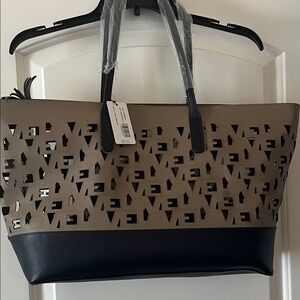 Love Zero Negative Elegant Cutout Tan and Blue Tote Bag